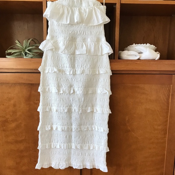 NWT CLEOBELLA ELODIE WHITE SMOCKED STRAPLESS MIDI DRESS - Picture 4 of 12